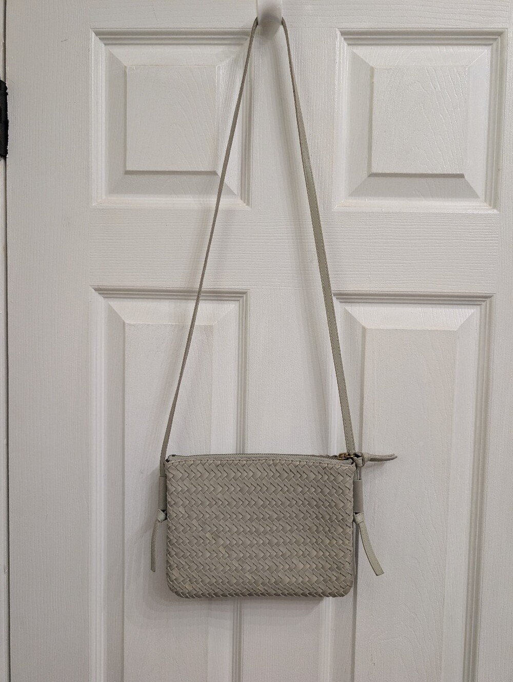 Madewell The Knotted Crossbody Sage Green Leather Woven Pockets 9"x7" Purse Bag